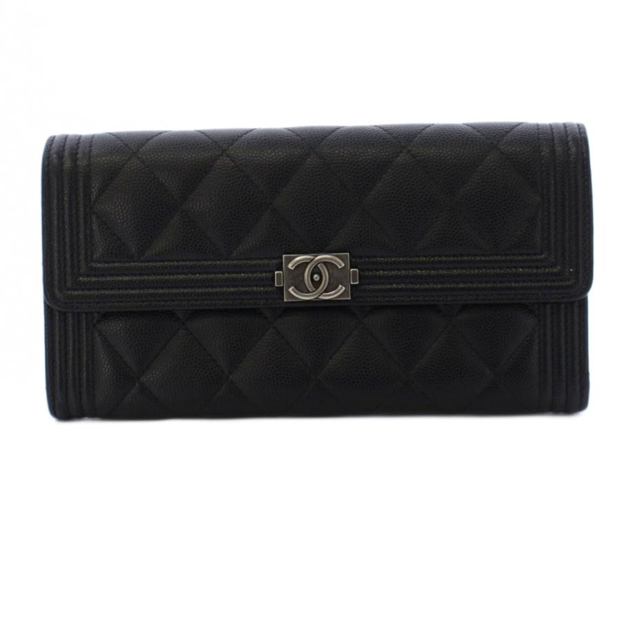 シャネル ボーイシャネル キャビアスキン 長財布 ココマーク 黒 24番台 CHANEL（シャネル） ボーイシャネル キャビアスキン 長財布 ココマーク
