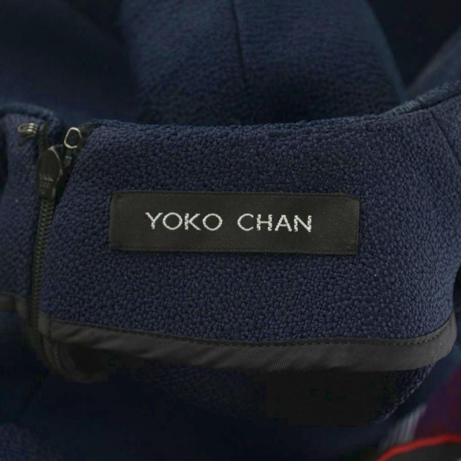 ヨーコチャン YOKO CHAN ワンピース 38 紺 水色 ひざ丈 フレンチ