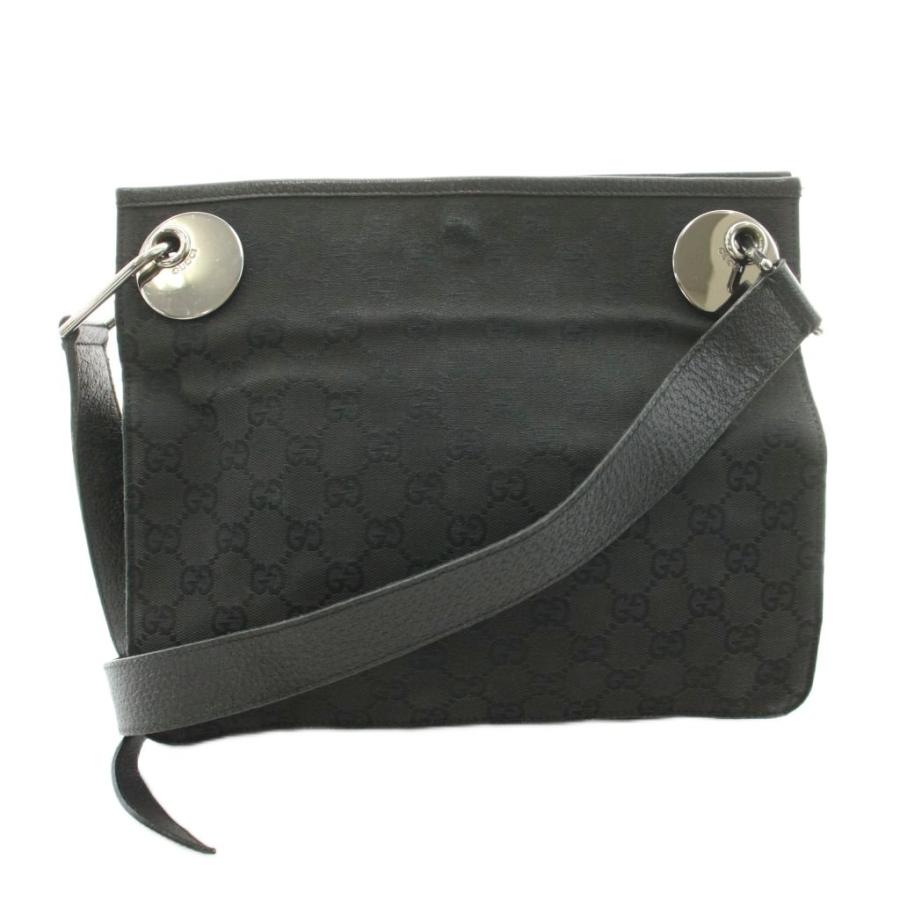 GUCCI（グッチ） GUCCI GGキャンバス ショルダーバッグ ロゴ レザー 黒 