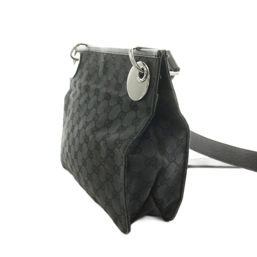 GUCCI（グッチ） GUCCI GGキャンバス ショルダーバッグ ロゴ レザー 黒 