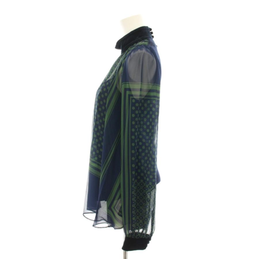 サカイ sacai シャツ ブラウス ハイネック 長袖 シフォン シアー