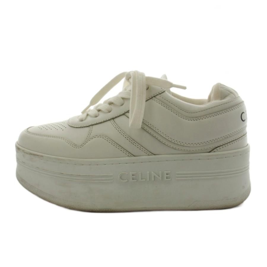 CELINE セリーヌ 厚底スニーカー 36 CELINE（セリーヌ） スニーカー シューズ 厚底 ロゴ 36 白 ホワイト