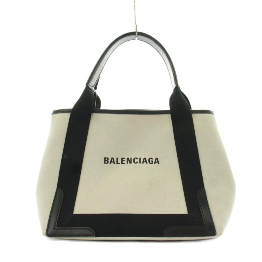 BALENCIAGA ネイビー ホワイト ハンドバッグ BALENCIAGA（バレンシアガ） ネイビーカバスS ハンドバッグ トート