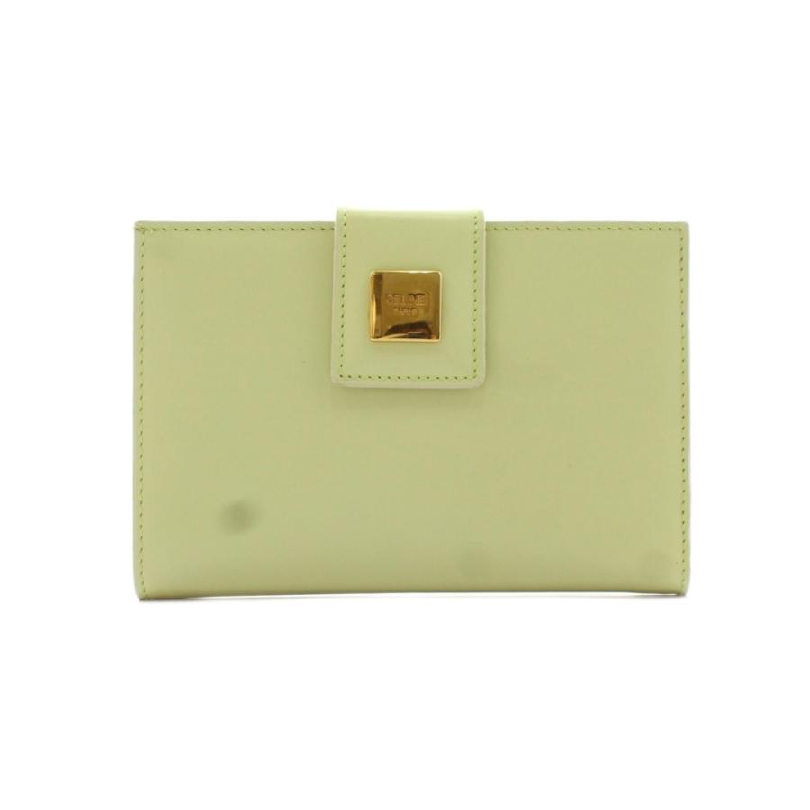 CELINE（セリーヌ） 財布 二つ折り 小銭入れ ゴールド金具 レザー 黄緑