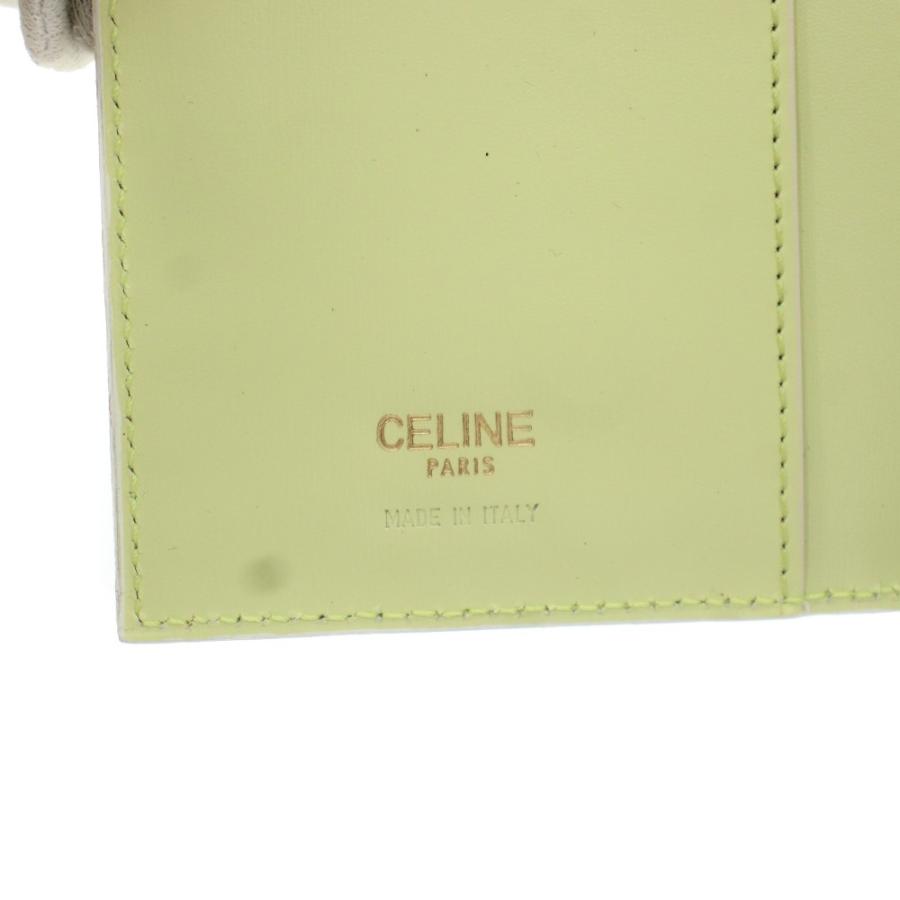 CELINE（セリーヌ） 財布 二つ折り 小銭入れ ゴールド金具 レザー 黄緑