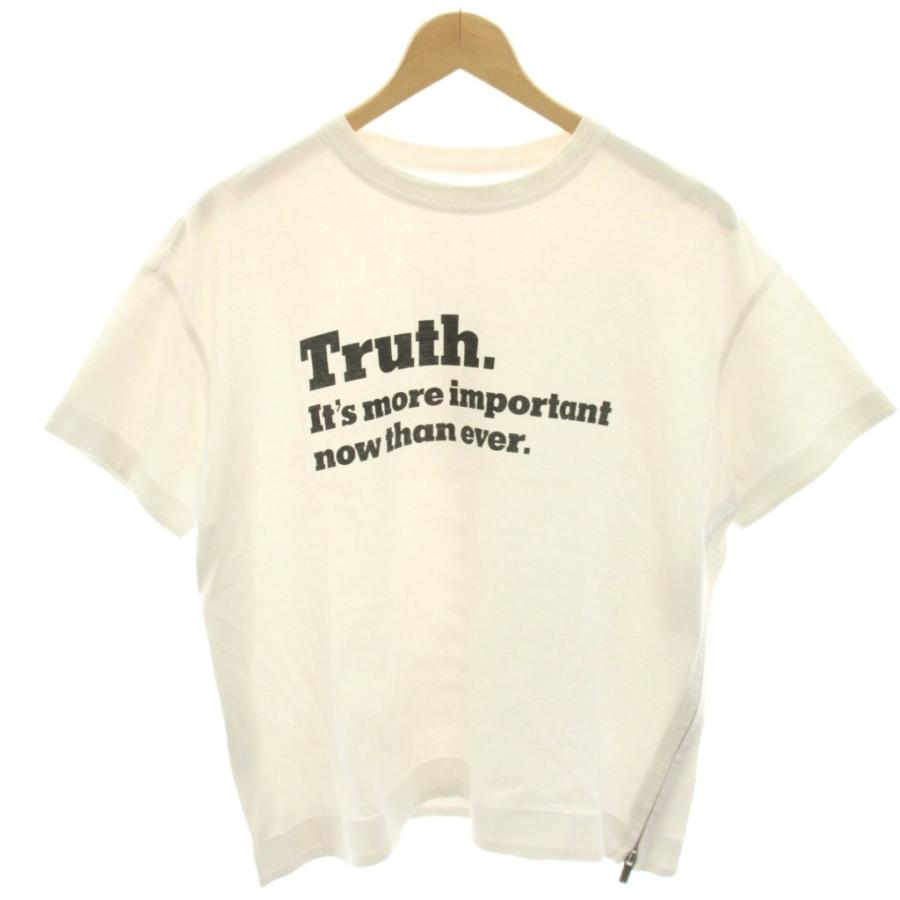 サカイ sacai NEW YORK TIMES Truth TEE Tシャツ カットソー 半袖 ロゴプリント サイドジップ 2 白 ホワイト ...