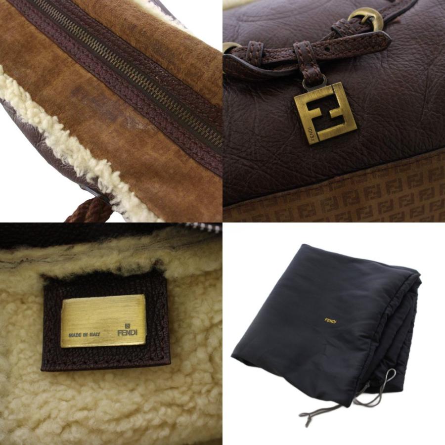 フェンディ FENDI ムートン ハンドバッグ ズッカ柄 茶 /AN □OH