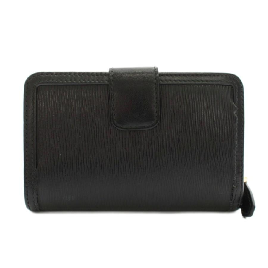 【美品】PRADA 二つ折り財布 レザー リボン コンパクト ロゴ ブラック 黒 PRADA（プラダ） 二つ折り財布 コンパクトウォレット レザー リボン