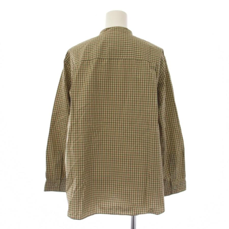 ダントン DANTON シャツ ブラウス 長袖 バンドカラー チェック柄 34