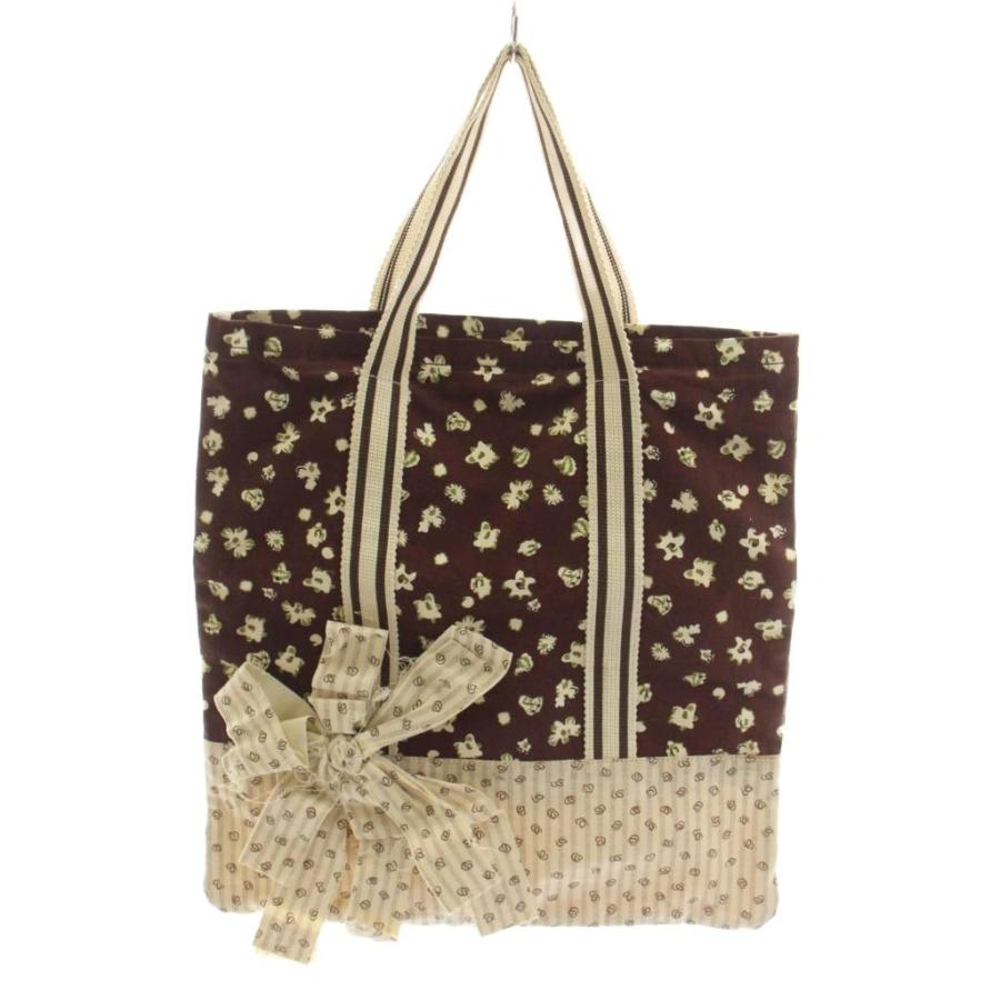 MARNI（マルニ） トートバッグ 花柄 リボン 切替 アイボリー 茶 