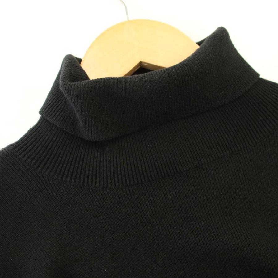 パパス Papas カシミヤ混 タートルネック ニット セーター 長袖 L 黒 