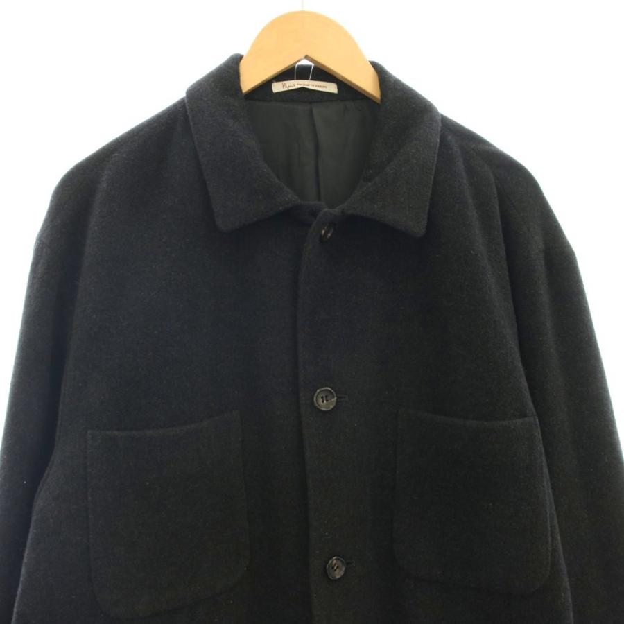 パパス Papas アンゴラ混 ステンカラーコート ウール ジャケット L 黒 