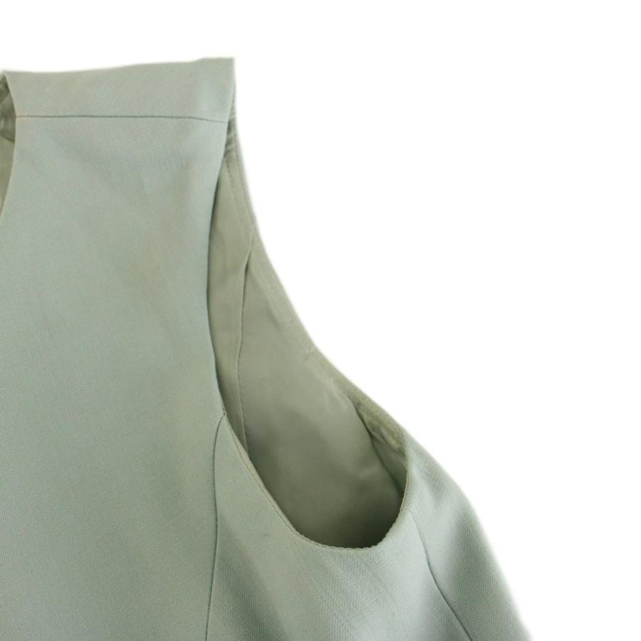 美品 フォクシー ノースリーブ ニット ワンピース サイドリボン グリーン 40 FOXEY（フォクシー） ワンピース ノースリーブ ロング 40 ミント