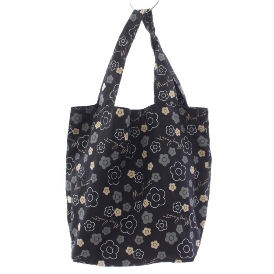 MARY QUANT 花モチーフ トートバッグ ブラック マリークワント MARY QUANT トートバッグ エコバッグ 花柄 ナイロン 黒