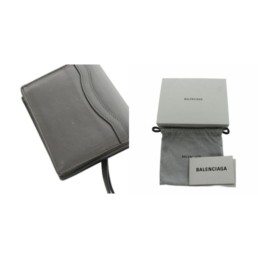 BALENCIAGA バレンシアガ二つ折り財布 コンパクトウォレットグレーレザー BALENCIAGA（バレンシアガ） ネオ クラシック ミニウォレット 二つ折り