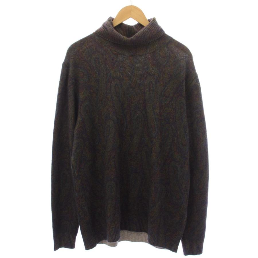 美品 エトロ ETRO ペイズリー柄 総柄 ウール タートル ニット 40 レディース 美品 エトロ ETRO ペイズリー柄 総柄 ウール タートル