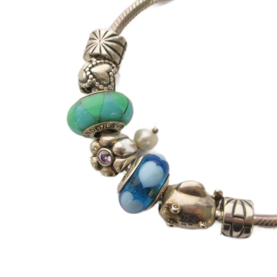 PANDORA ブレスレット 青と緑　シルバー パンドラ PANDORA ブレスレット バングル チャーム S925 シルバー