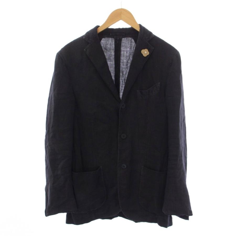 【未使用級】LARDINI ブートニエール付テーラードジャケット ネイビー 48 ラルディーニ LARDINI テーラードジャケット ブートニエール付き 46 紺