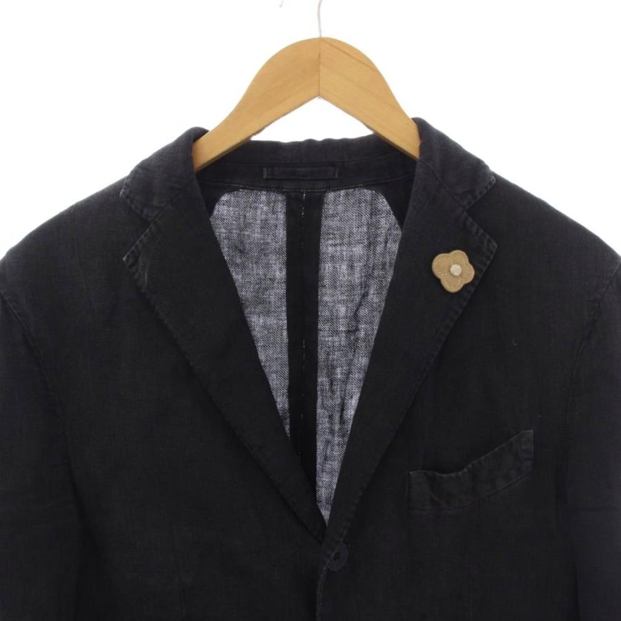 【未使用級】LARDINI ブートニエール付テーラードジャケット ネイビー 48 ラルディーニ LARDINI テーラードジャケット ブートニエール付き 46 紺