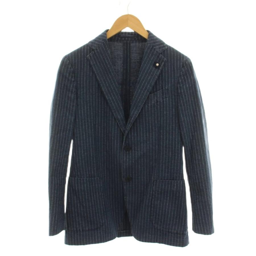 春夏用【美品】ラルディーニ　リネン　ストライプテーラードジャケット ラルディーニ LARDINI テーラードジャケット ストライプ リネン混