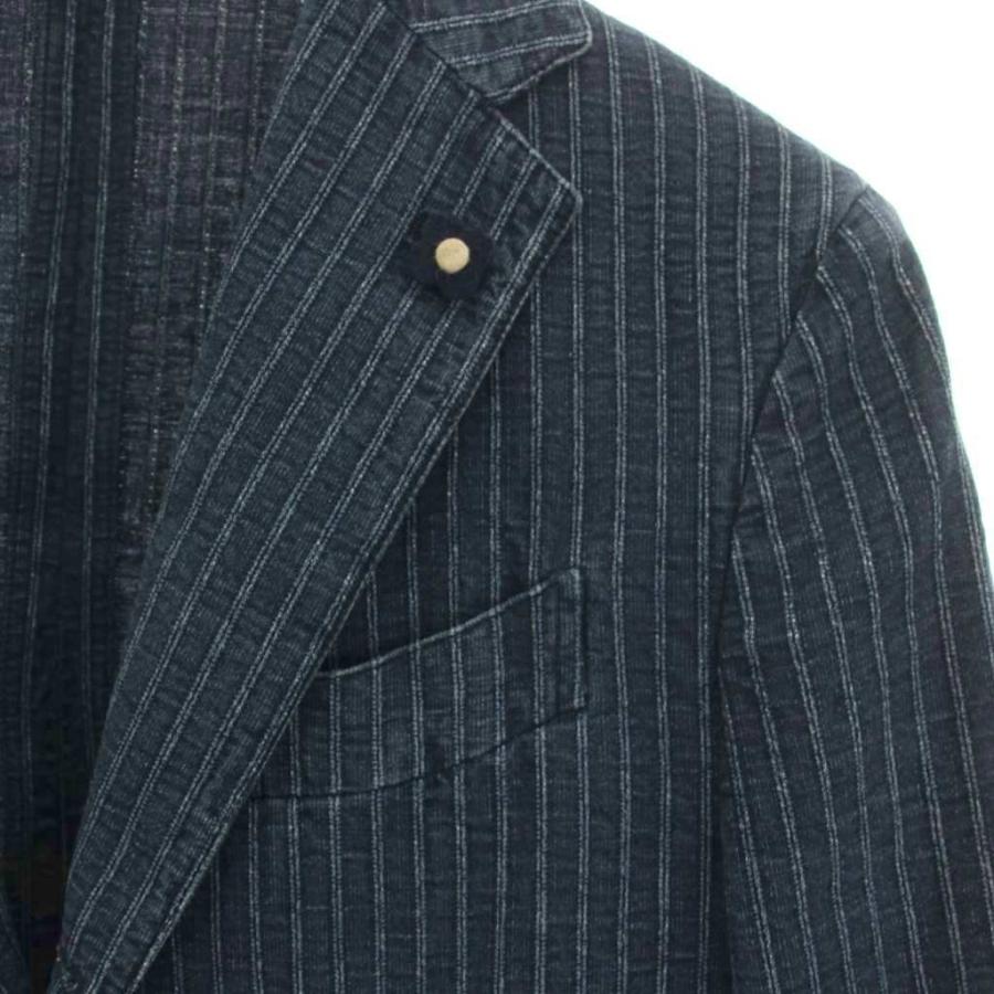 春夏用【美品】ラルディーニ　リネン　ストライプテーラードジャケット ラルディーニ LARDINI テーラードジャケット ストライプ リネン混