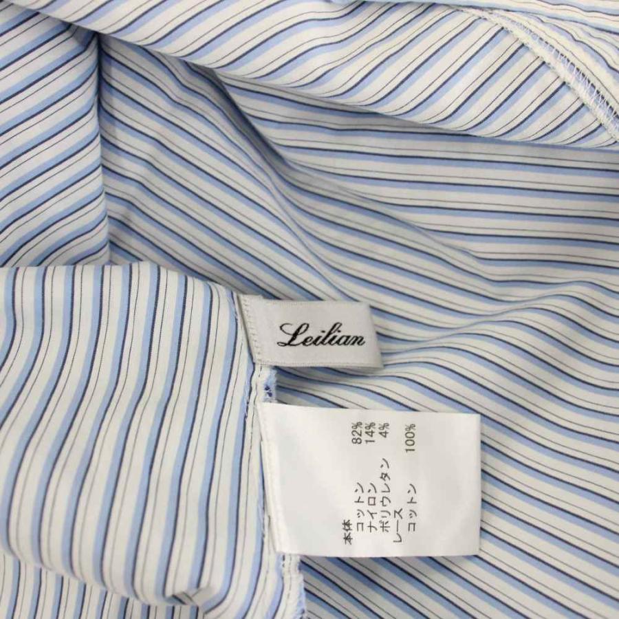 レリアン Leilian シャツ ブラウス 七分袖 ストライプ 17+ 大きい 