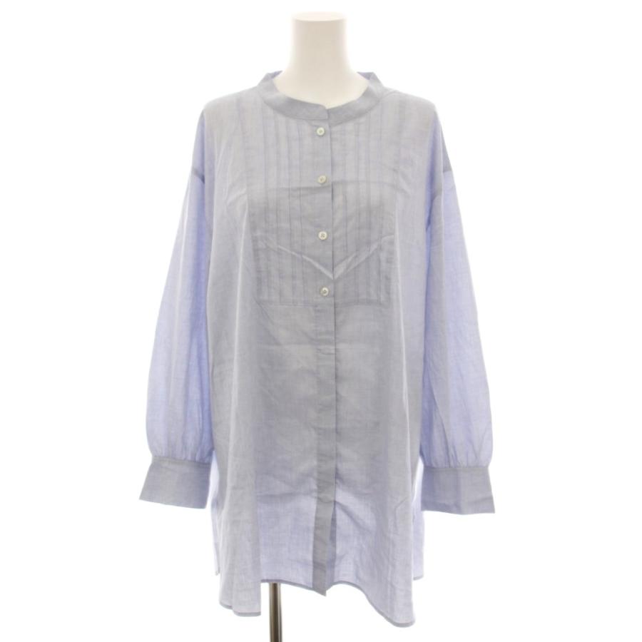 レディース レリアン 麻100%ロングシャツワンピース ピンタック 紫