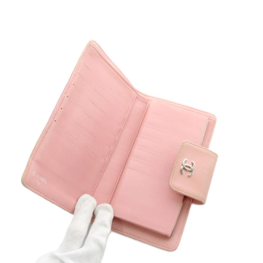 CHANEL 二つ折り財布 ココマーク アイコンライン がま口 ピンク レザー CHANEL（シャネル） アイコンライン ココマーク 財布 二つ折り がま口