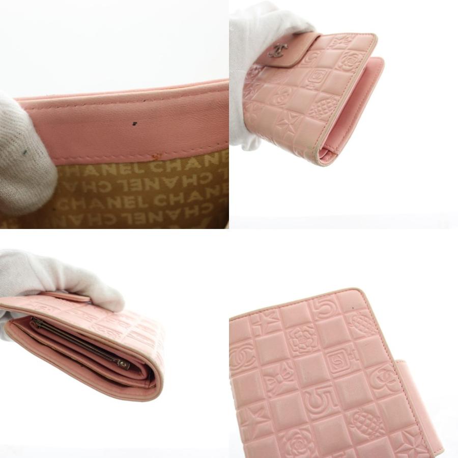 CHANEL 二つ折り財布 ココマーク アイコンライン がま口 ピンク レザー CHANEL（シャネル） アイコンライン ココマーク 財布 二つ折り がま口