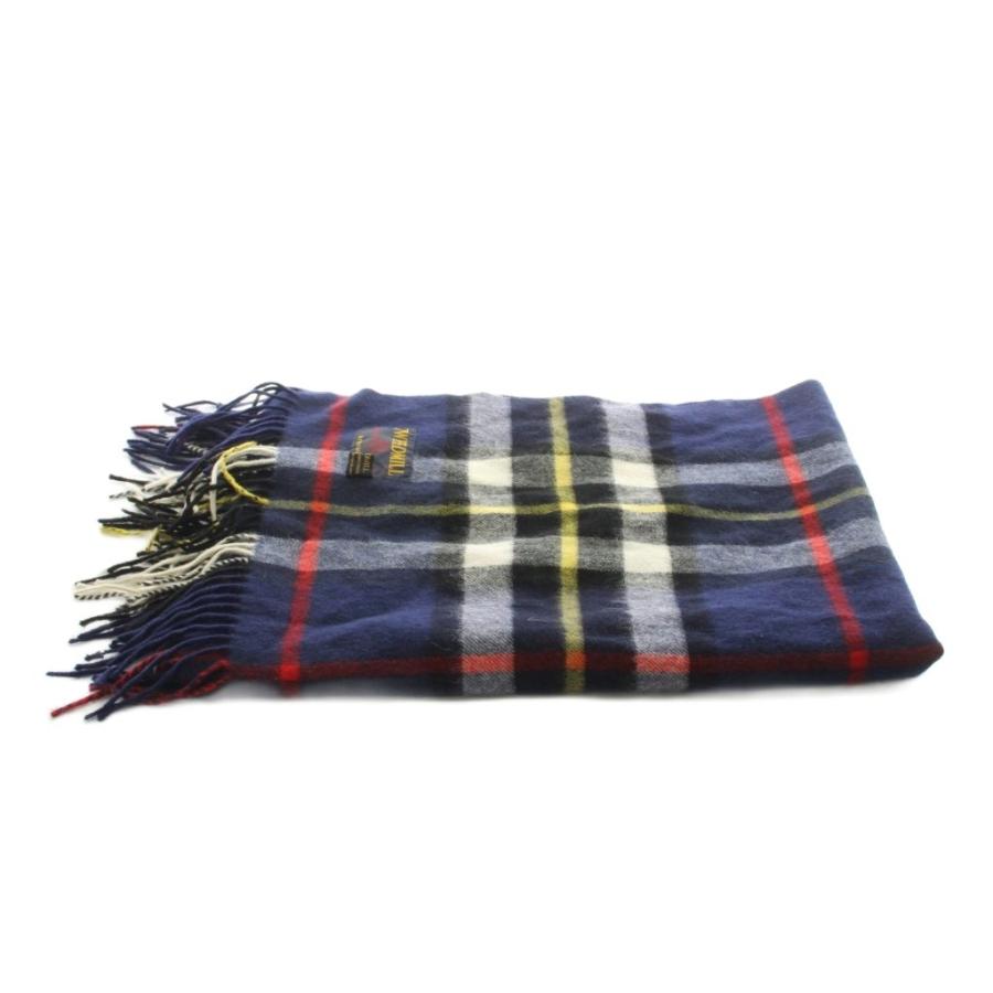 ツイードミル TWEEDMILL マフラー フリンジ チェック柄 ウール 紺