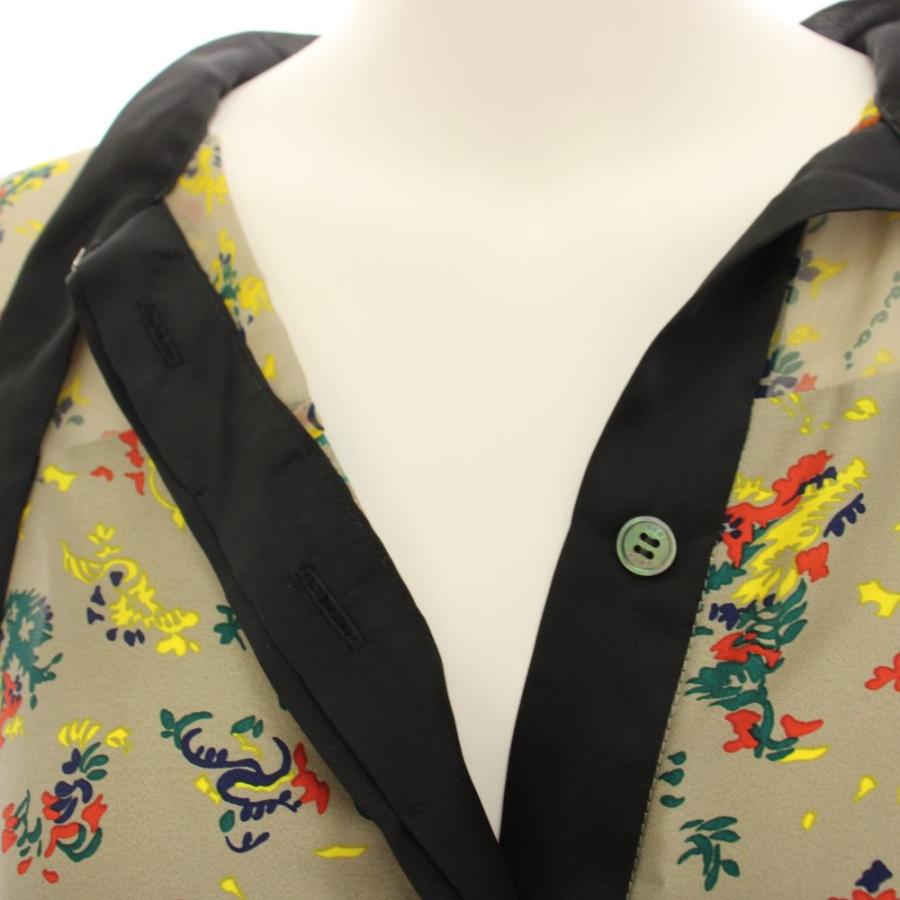 サカイ sacai 花柄 ボウタイブラウス シャツ プリント 七分袖 シアー 