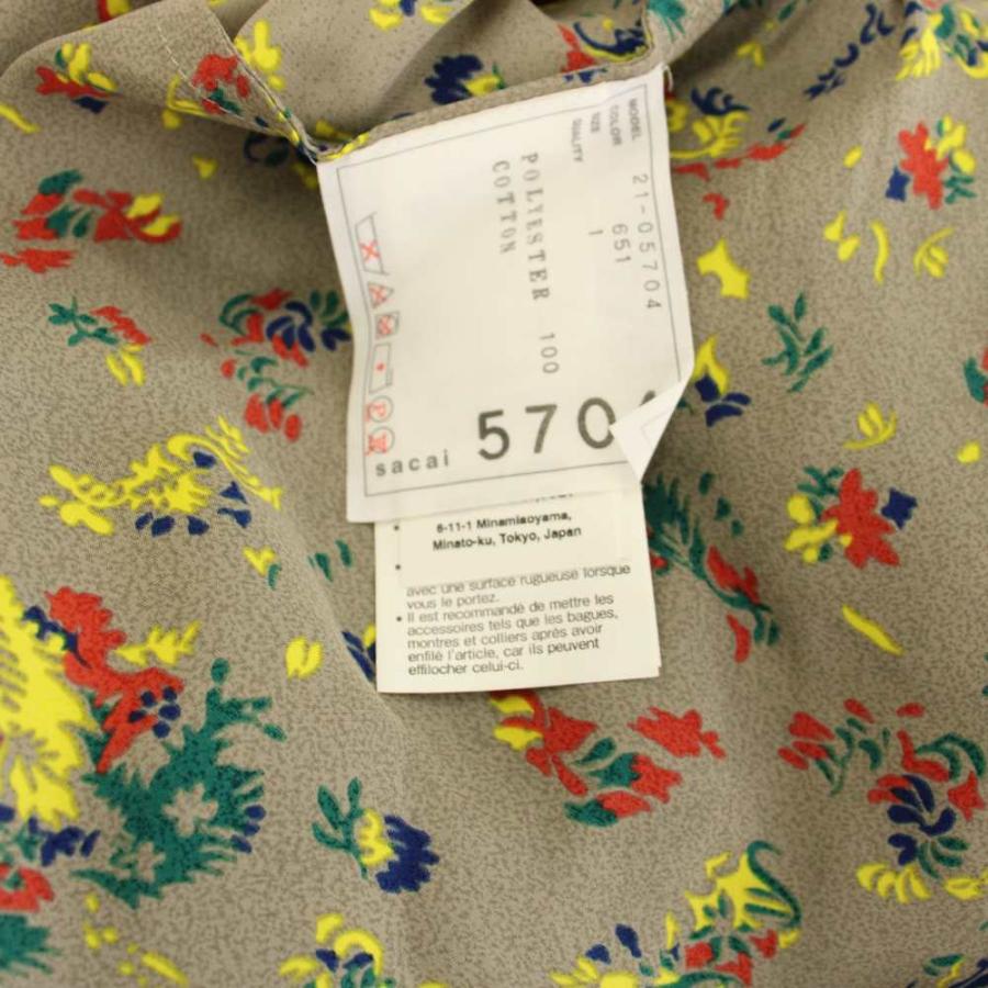 サカイ sacai 花柄 ボウタイブラウス シャツ プリント 七分袖 シアー 