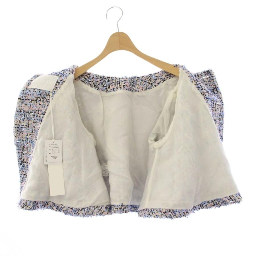 未使用品 マイラン Volume Sleeve A-Line Tweed 2Way Tops ボリュームスリーブ Aライン ツイードジャケット ノーカラー F マルチカラーの画像