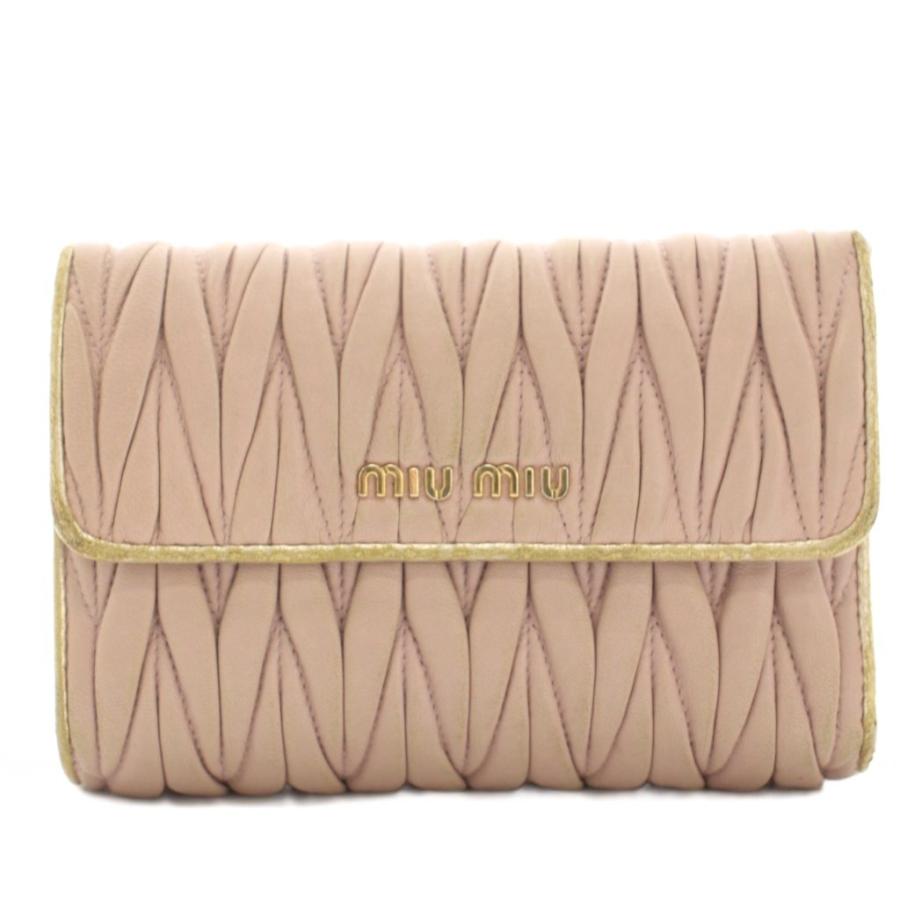 miu miu（ミュウミュウ） マトラッセ 二つ折り財布 小銭入れ レザー