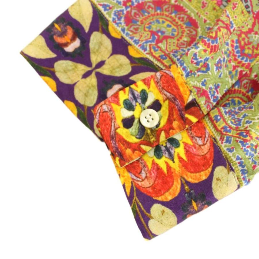 ETRO（エトロ） ロングシャツ ブラウス 長袖 花柄 絹 シルク混 38 黄緑 