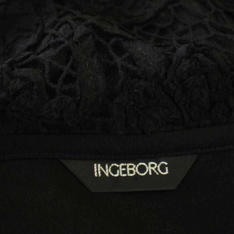 インゲボルグ INGEBORG ワンピース レース 半袖 ロング 9号 黒