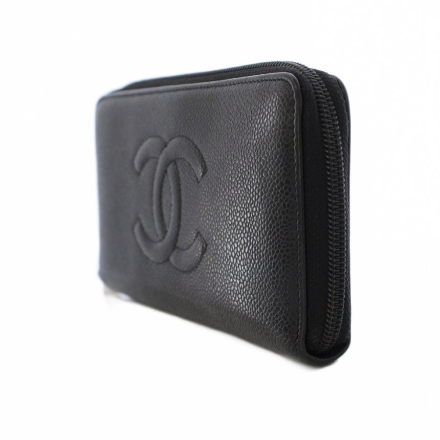 シャネル ラウンドファスナー 長財布 キャビアスキン ココマーク レザー 黒 CHANEL（シャネル） 長財布 キャビアスキン ココマーク ラウンド