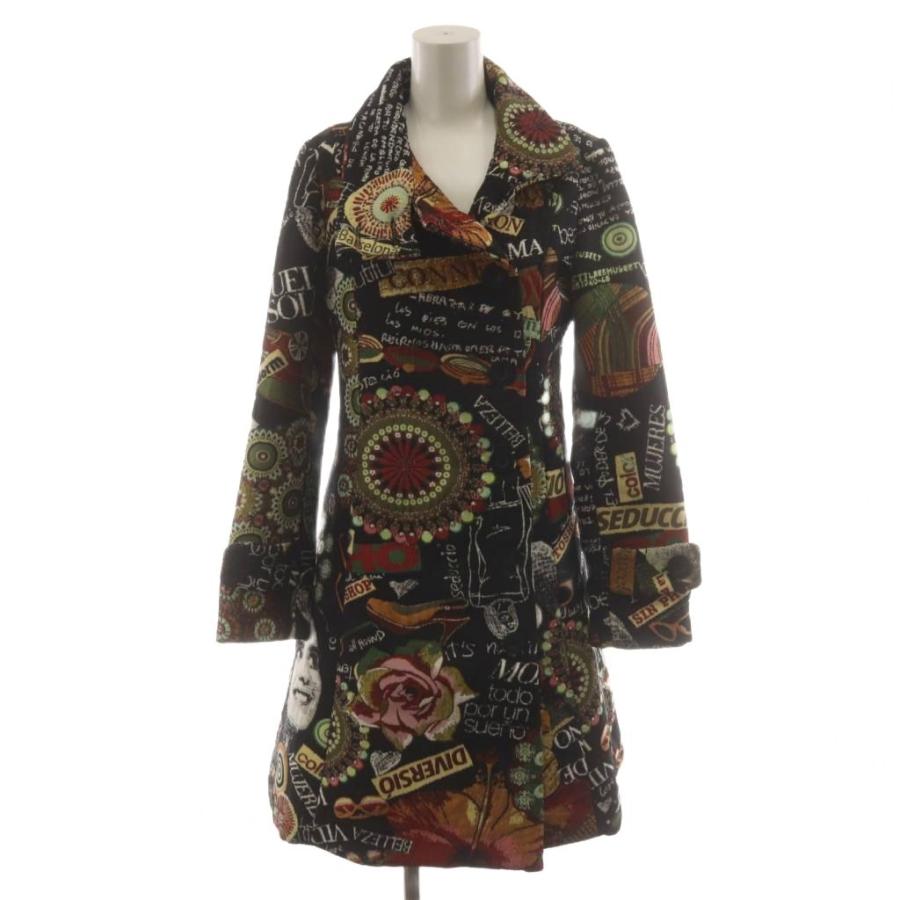 デシグアル Desigual コート ロング丈 総柄 ジャガード アウター 38 