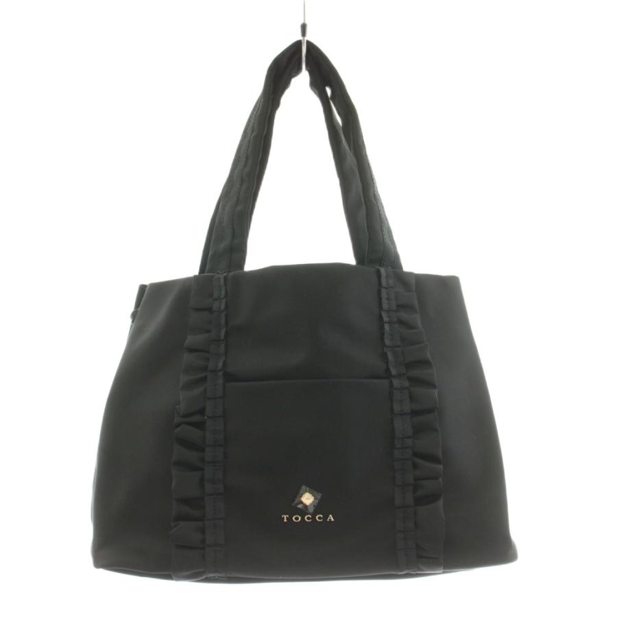 【極美品】TOCCA トッカ　黒 ナイロン ハンドバッグ トッカ TOCCA FRILL A4 NYLONTOTE トートバッグ ハンドバッグ フリル