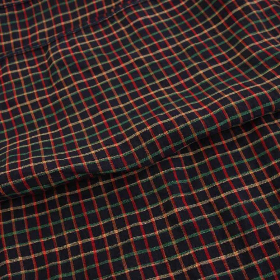 ホームスパン homspun シャツワンピース ロング 半袖 チェック柄 麻