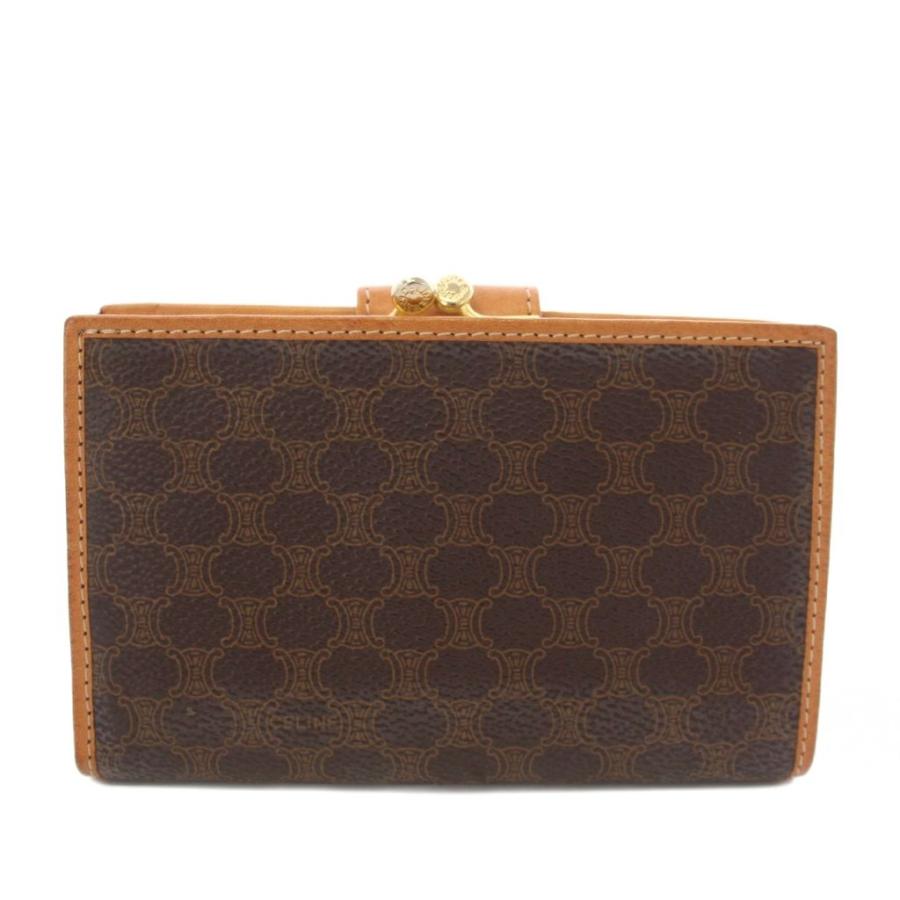 CELINE（セリーヌ） マカダム がま口 二つ折り財布 茶 ブラウン /TK 49