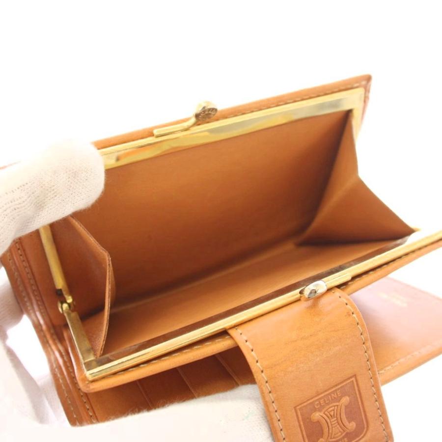 CELINE（セリーヌ） マカダム がま口 二つ折り財布 茶 ブラウン /TK 49