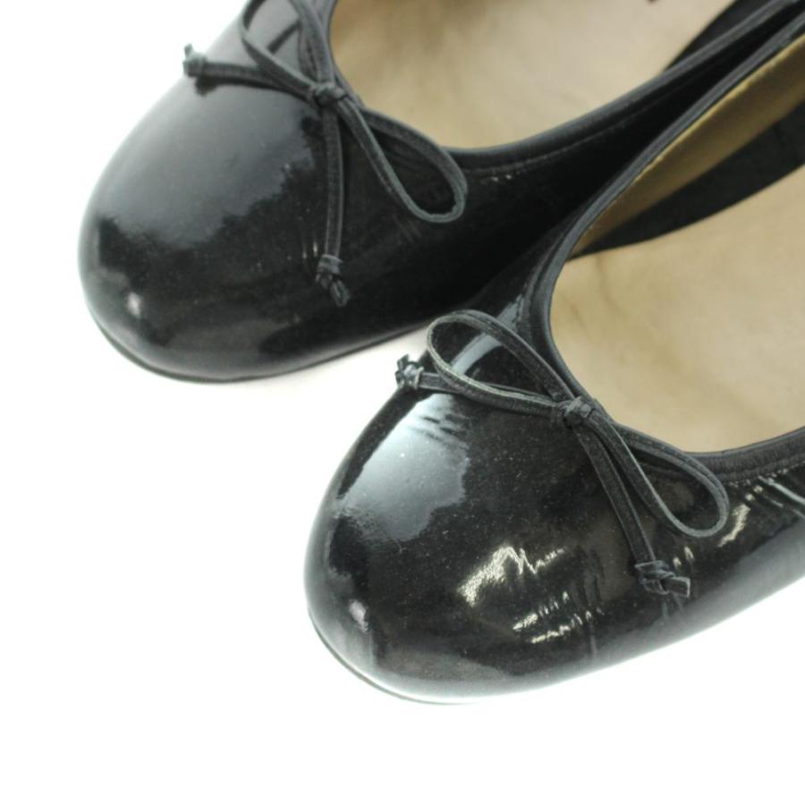 ミハマ Les Chaussures MIHAMA パンプス リボン エナメル 23.0cm 黒