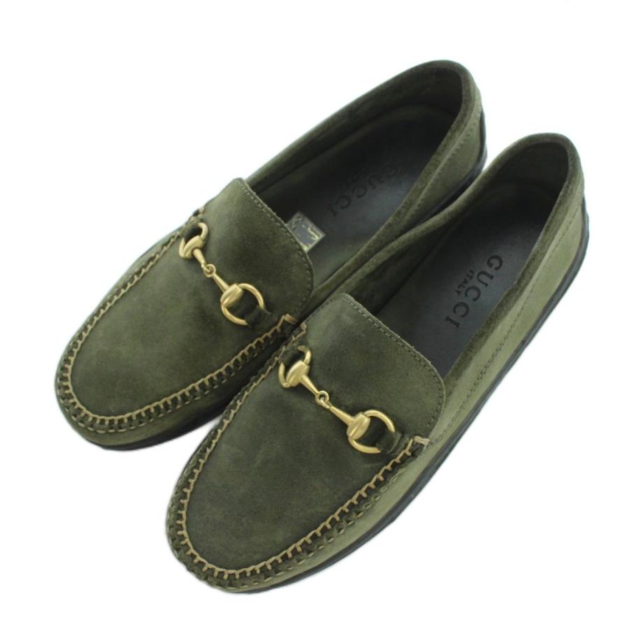 GUCCI（グッチ） ホースビット ローファー スエード 36.5 緑 グリーン