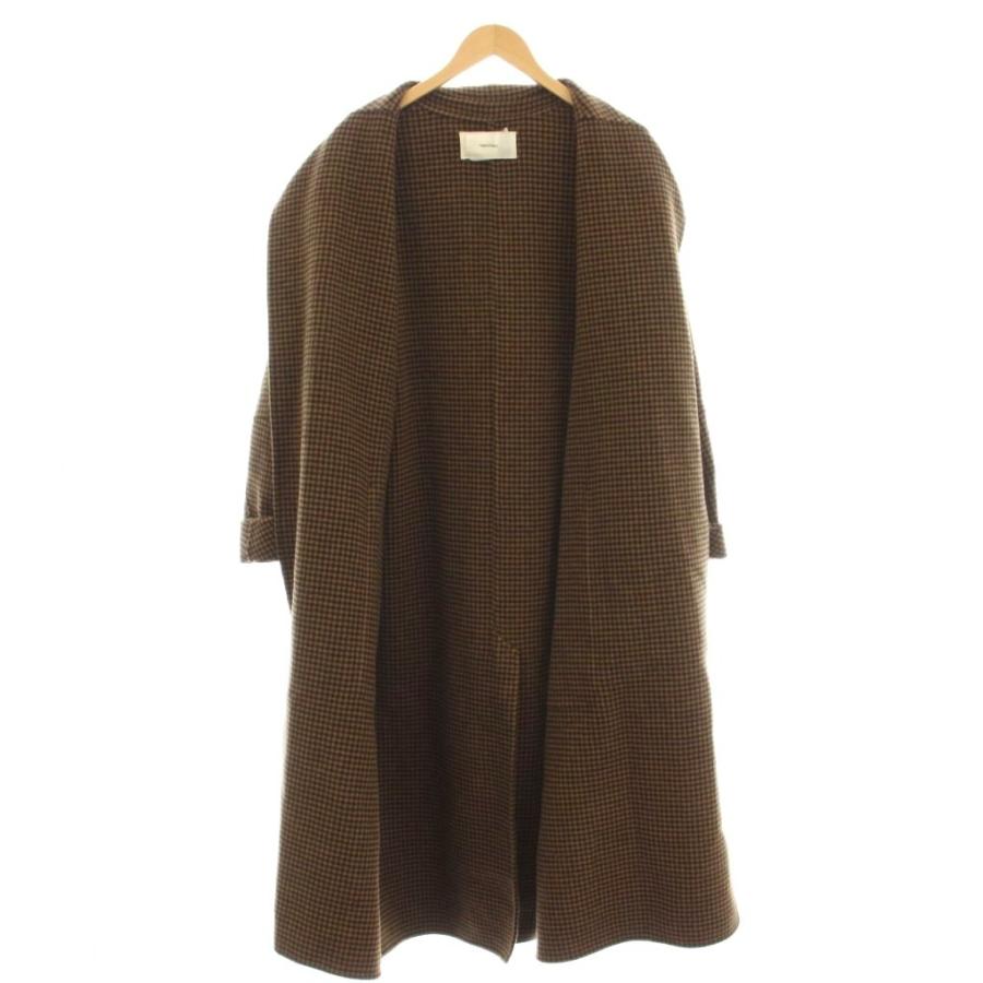 トゥデイフル TODAYFUL チェスターコート チェック柄 ロング 38 茶 