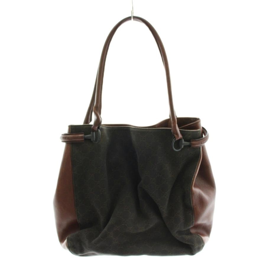 美品✨ GUCCI GGキャンバス レザー トートバッグ 茶 ブラウン GUCCI（グッチ） GUCCI GGキャンバス ショルダーバッグ トートバッグ