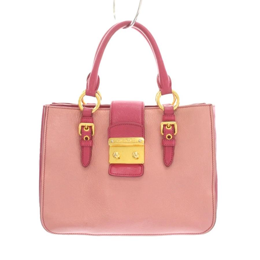 miu miu（ミュウミュウ） miumiu MADRAS マドラス レザー ハンドバッグ 