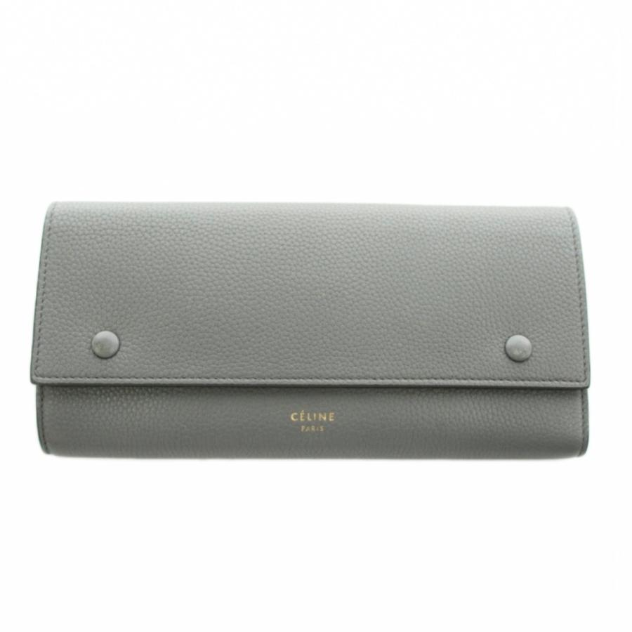 セリーヌ ラージフラップウォレット　グレー CELINE（セリーヌ） ラージフラップ ウォレット 長財布 小銭入れ