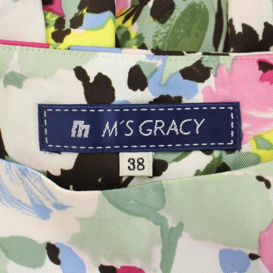 エムズグレイシー M'S GRACY スカート 38 マルチカラー 花柄 ひざ丈