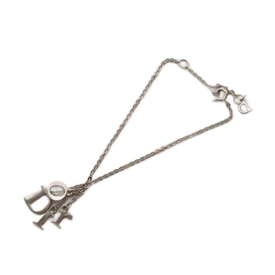 ディオール Dior ロゴチャームブレスレット CDロゴ メッキ シルバー 